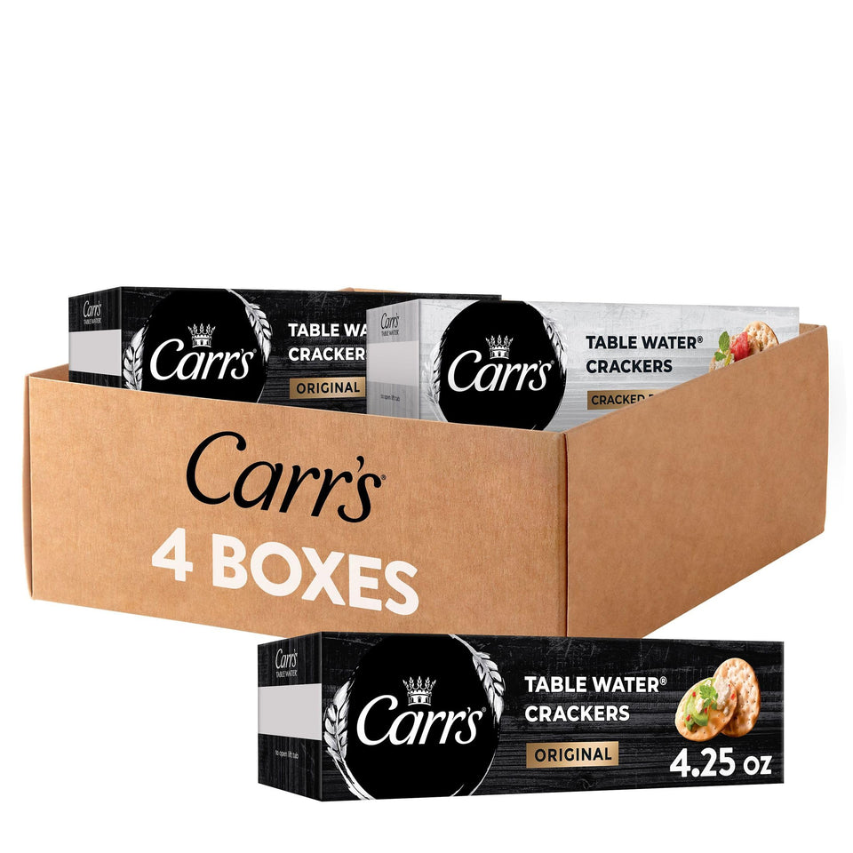 Carr's Original Table Water Crackers box, crisp and versatile for toppings.