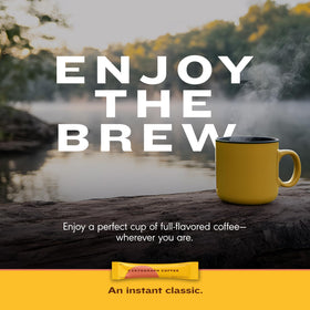 Cartograph Coffee instant sticks being poured into a cup for fast brew