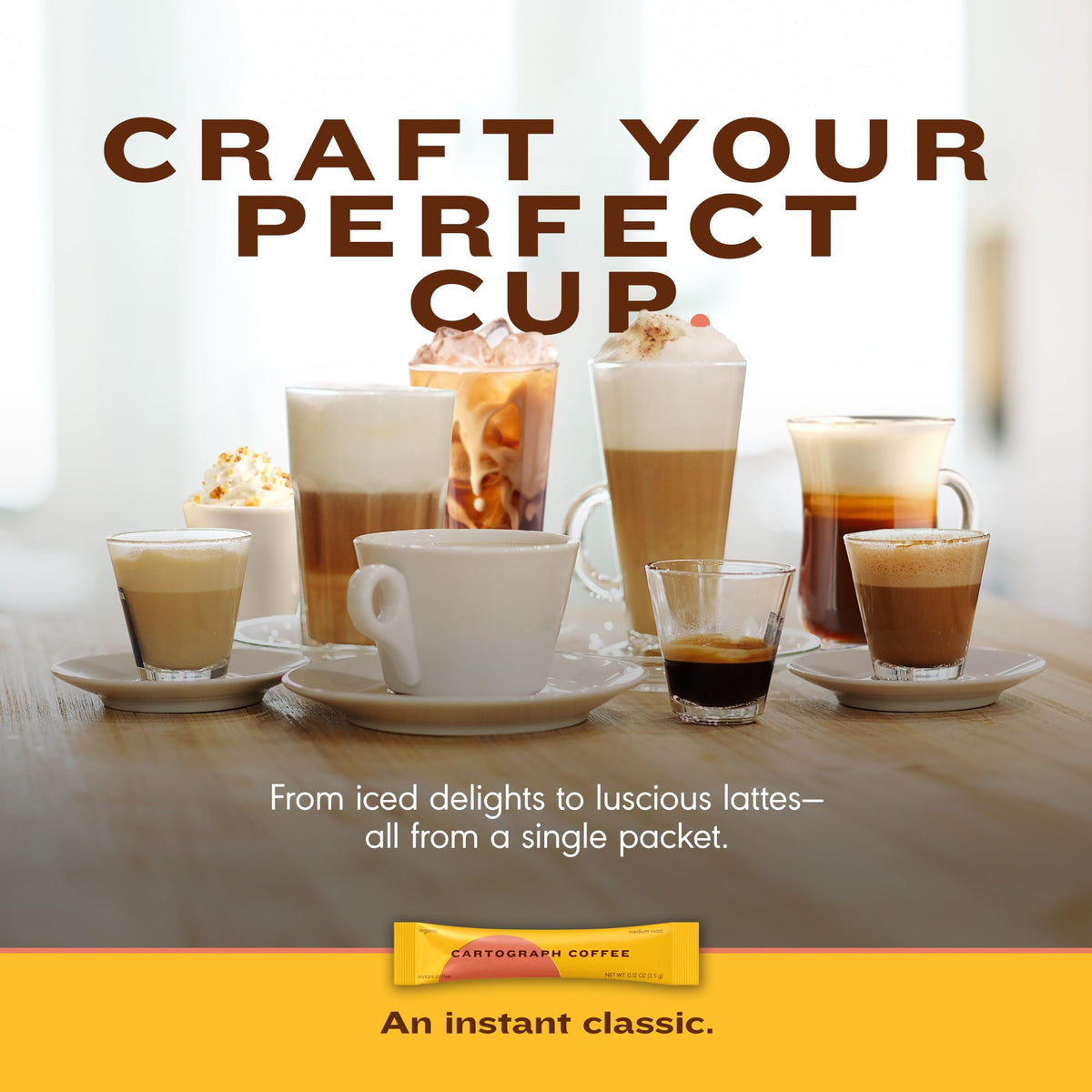Cartograph Coffee single-serve packet opened for on-the-go coffee