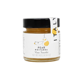 Casa Forcello Mostarda Pear jar close-up showing rich texture ideal for cheese boards