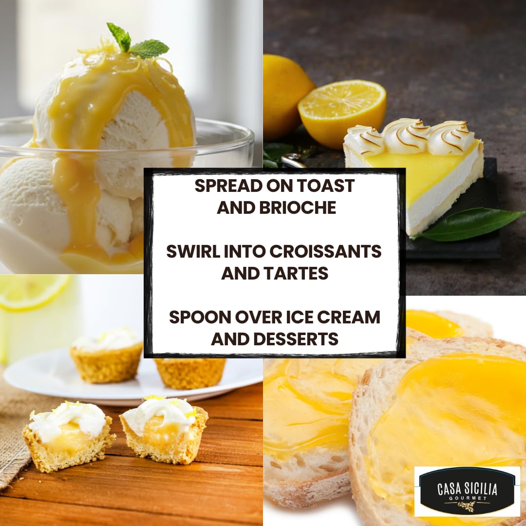 CASA SICILIA GOURMET Lemon Curd jar close-up, captures glossy texture.
