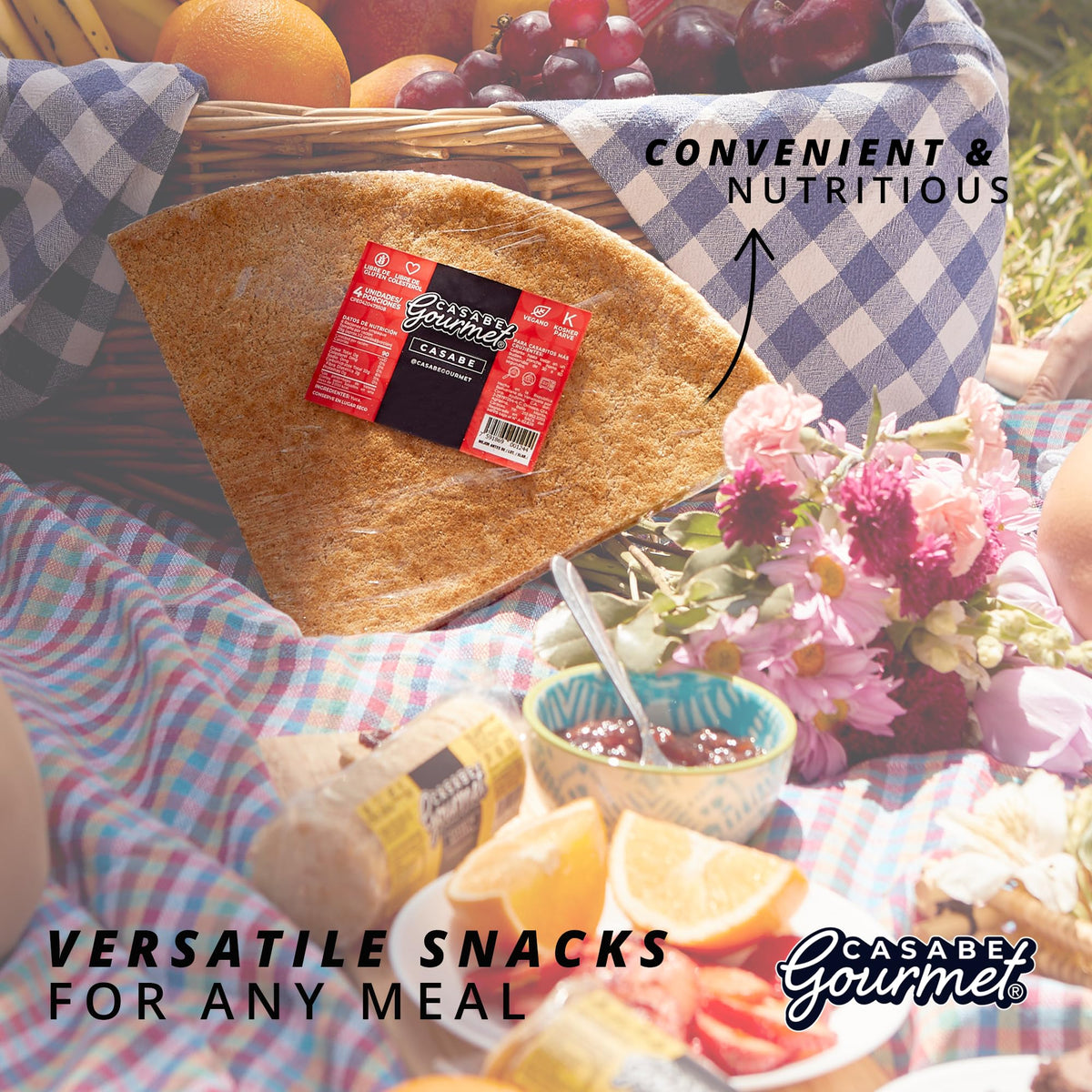Casabe Gourmet cassava chips made in Venezuela, showcased on packaging front for authentic flavor.