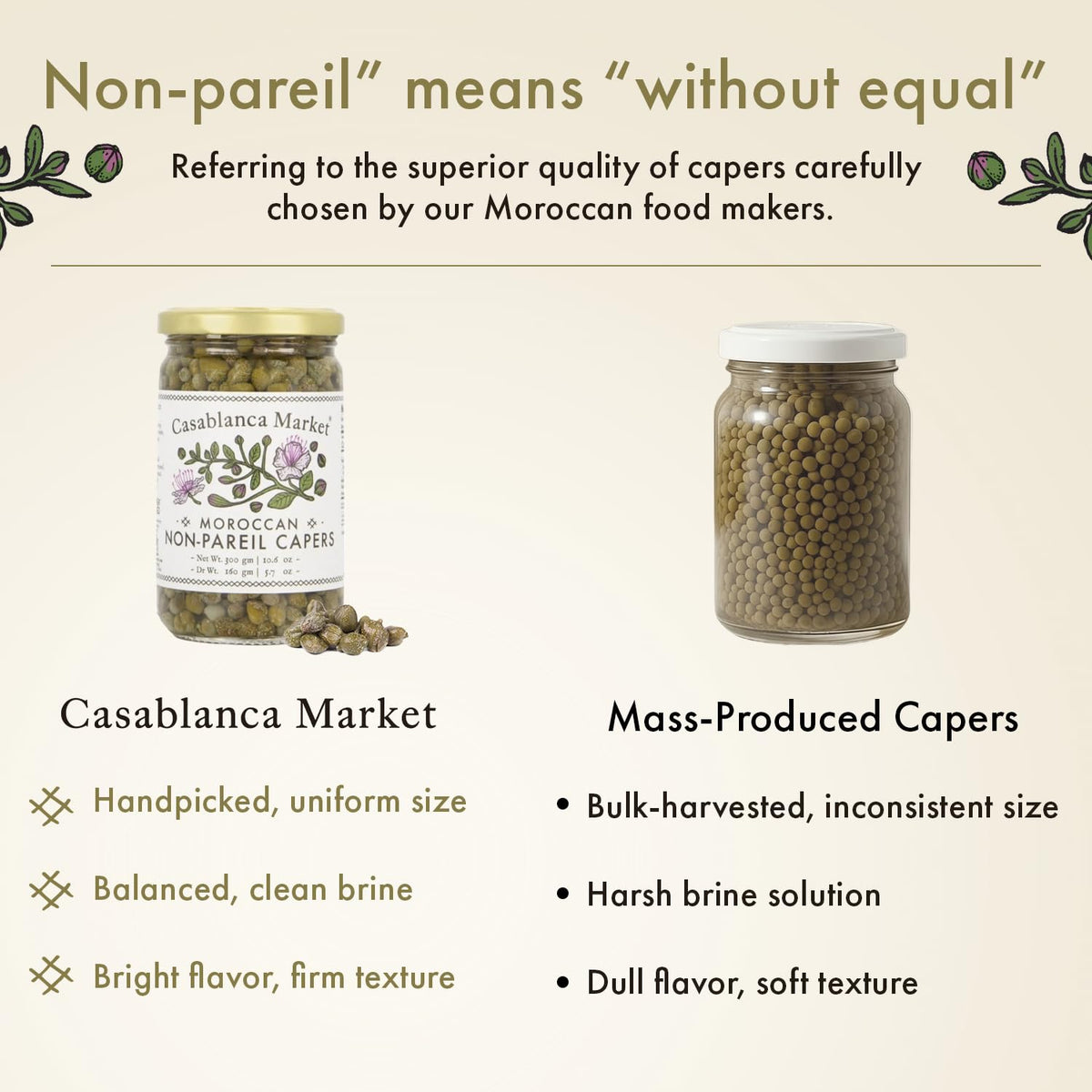 Casablanca Market Moroccan Capers Non Pareil in a pasta sauce scene emphasizes tang and aroma.