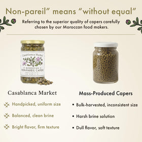 Casablanca Market Moroccan Capers Non Pareil in a pasta sauce scene emphasizes tang and aroma.