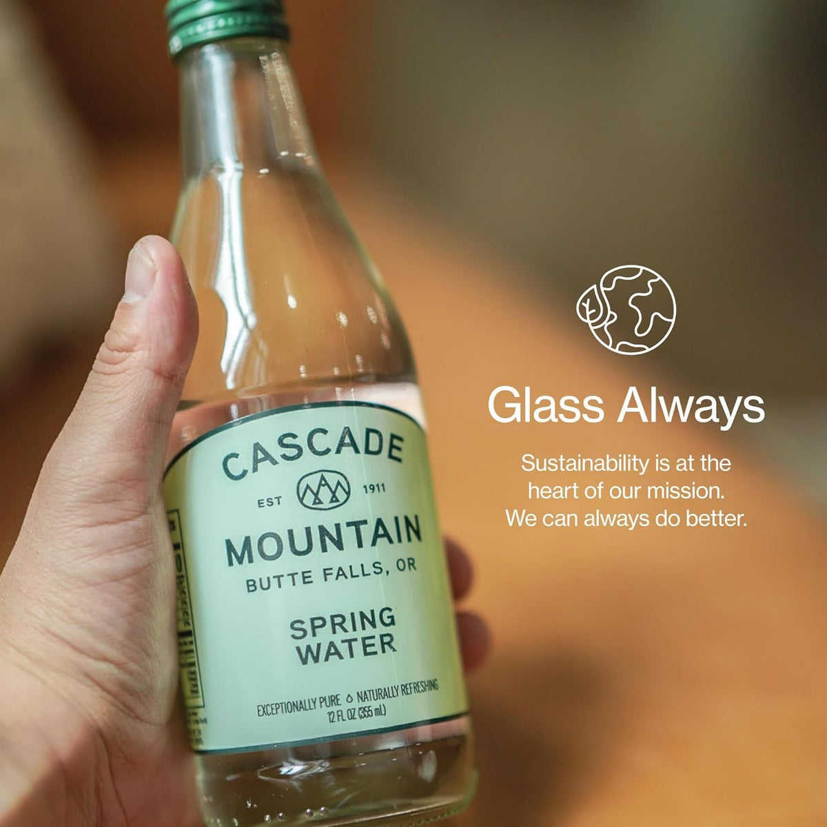 Cascade Mountain 12-pack display emphasizing convenient everyday hydration