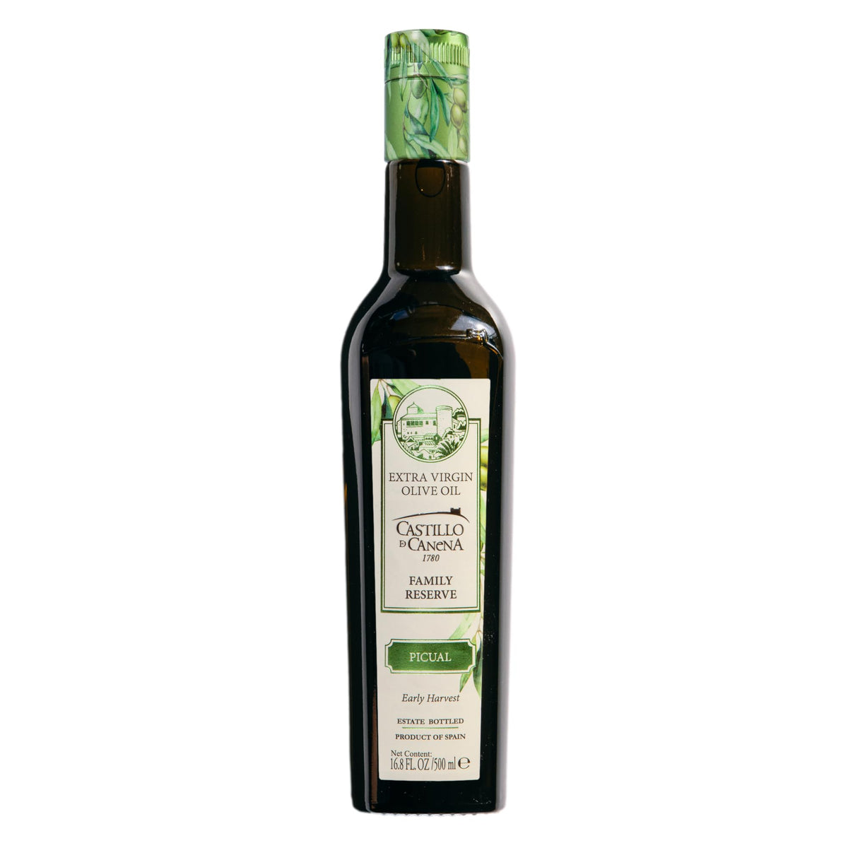 Castillo de Canena Picual olive oil bottle, premium Spanish EVOO for finishing and cooking.