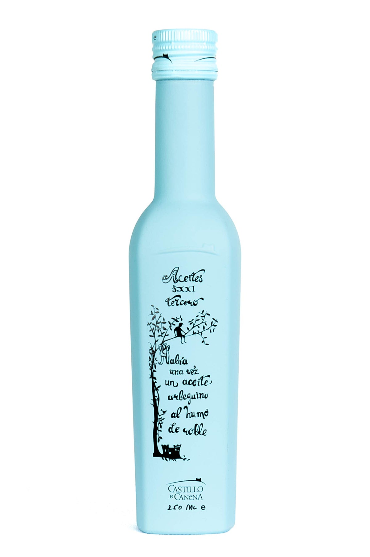 Castillo de Canena smoked Arbequina bottle, ideal for finishing grilled vegetables.