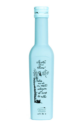 Castillo de Canena smoked Arbequina bottle, ideal for finishing grilled vegetables.