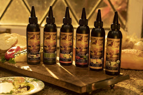 Castillo De Pinar citrus balsamic glaze on roasted vegetables.