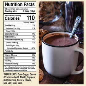 Castle Kitchen gluten-free cocoa powder tin ready to brew a cup