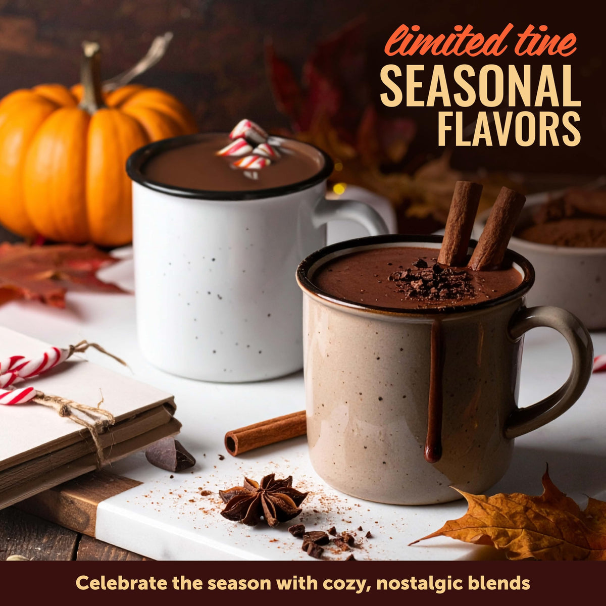 Castle Kitchen hot chocolate pour steam cup showcasing a cozy, sugar-free beverage.