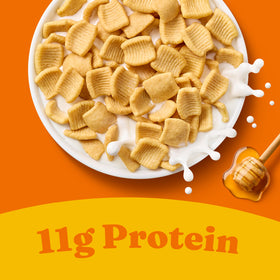 Catalina Crunch high-fiber cereal plate highlighting 9g fiber for digestive support.