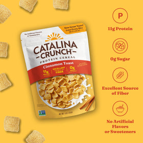 Catalina Crunch fiber-rich cereal promotes digestion-friendly morning routine.