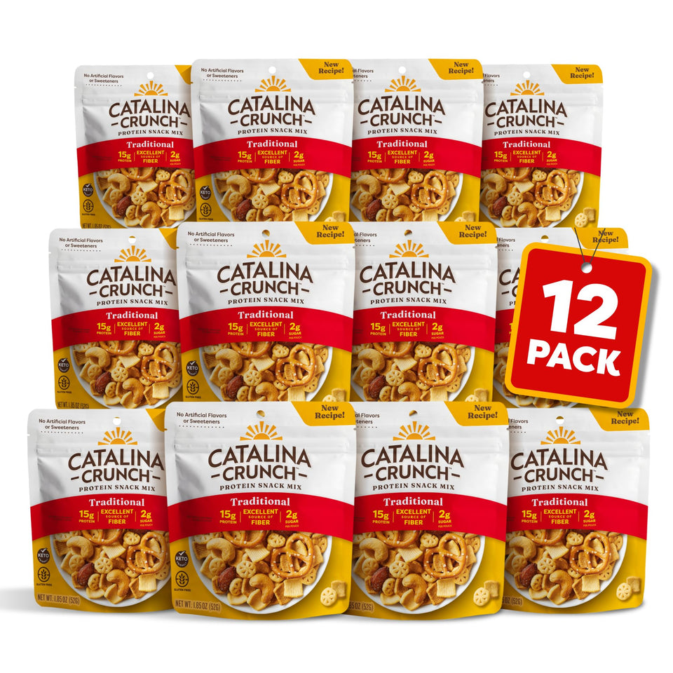 Catalina Crunch Protein Grab & Go Snack Pack—12 resealable pouches for protein-rich on-the-go snacking.