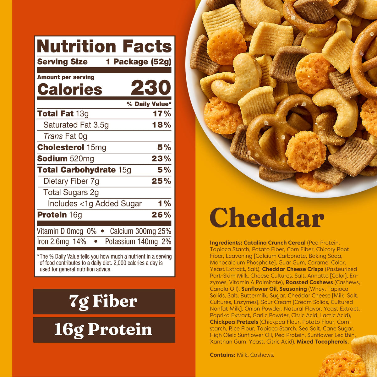 Catalina Crunch snack mix ingredients: chickpeas and cheese crisps for protein and fiber