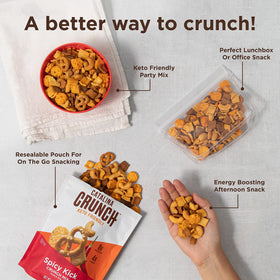 Catalina Crunch Spicy Kick Mix on-the-go bags showcase portable keto snack.