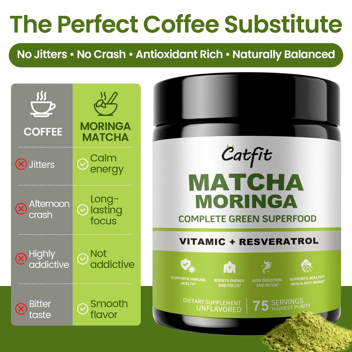 Catfit Vegan Gluten-Free Label promotes a clean, plant-based daily ritual.