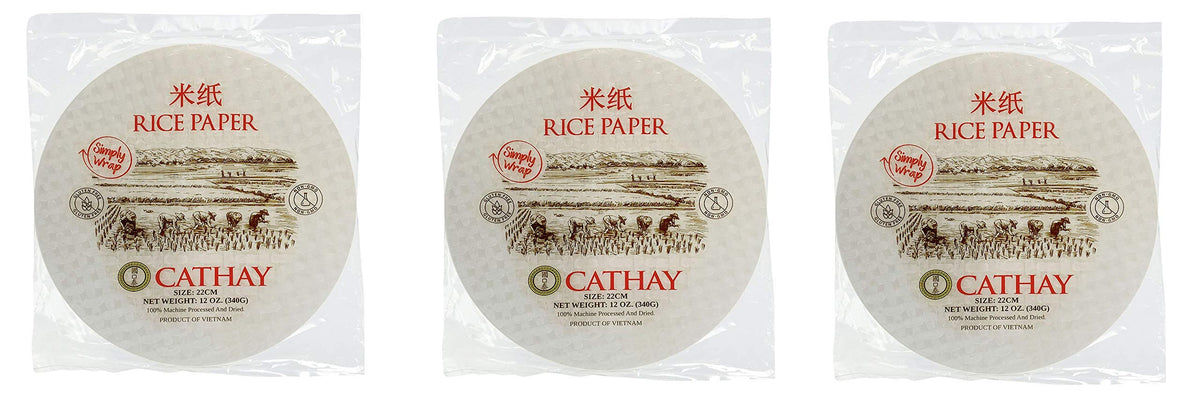 Cathay rice paper round 22cm, ready for fresh spring rolls.