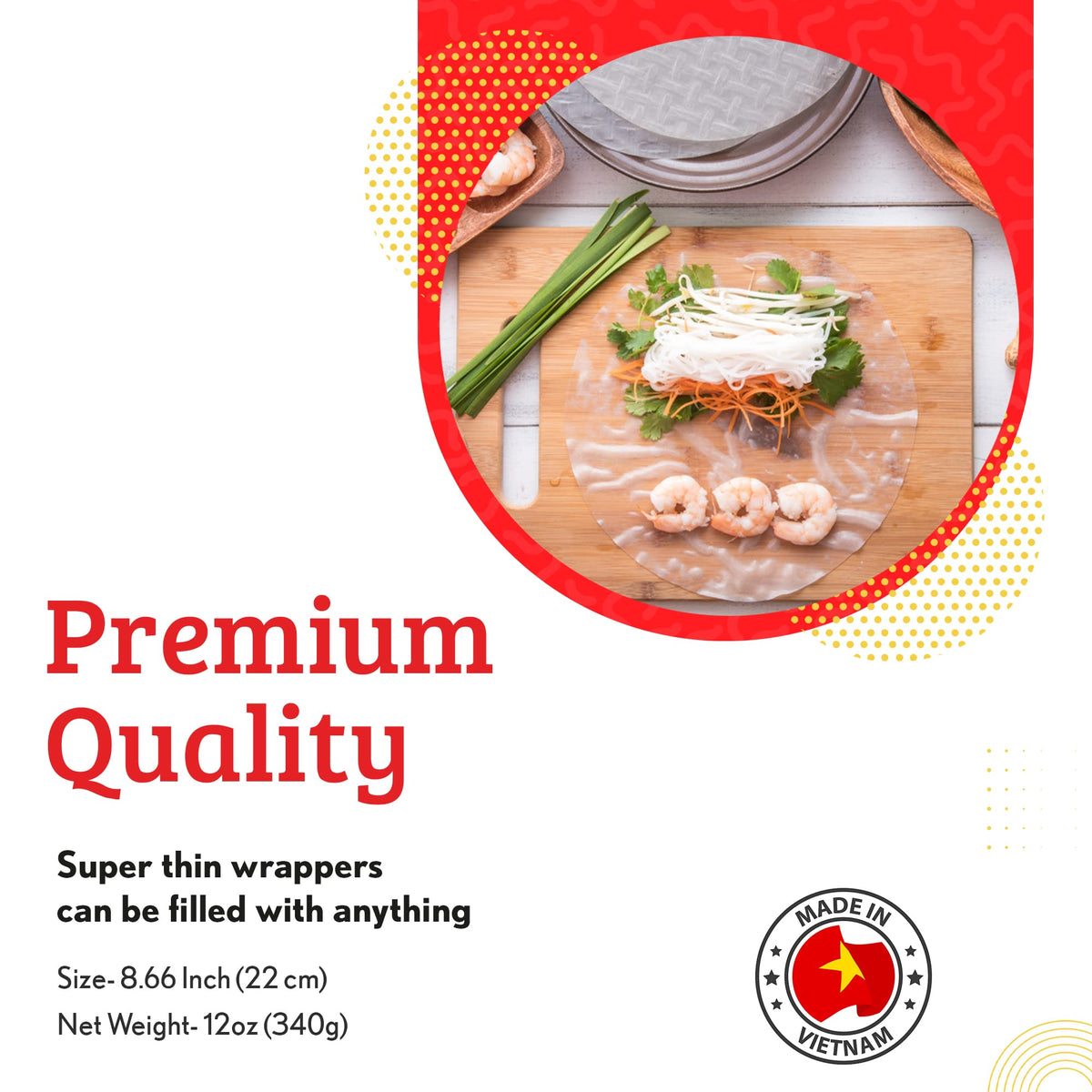 Cathay premium spring roll wrappers for restaurant-style rolls.