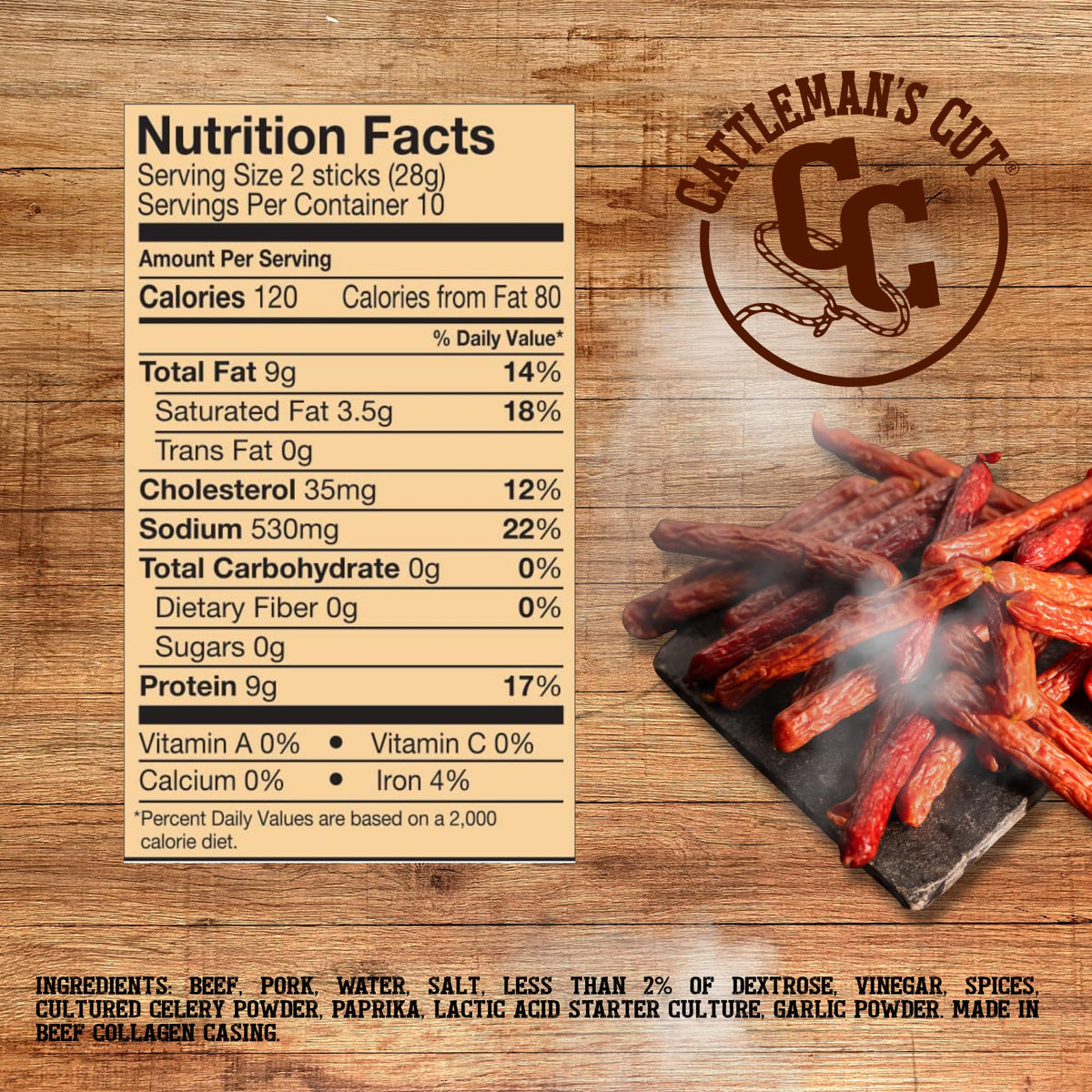 Cattleman's Cut handcrafted sausages packaging highlights premium craftsmanship