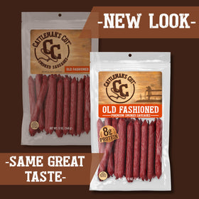 Cattleman's Cut meat stick closeup reveals premium texture