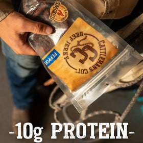 CATTLEMAN'S CUT Peppered jerky in a bag design emphasizes quality and freshness