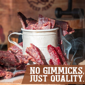 CATTLEMAN'S CUT slow-cooked beef jerky showcases tender texture