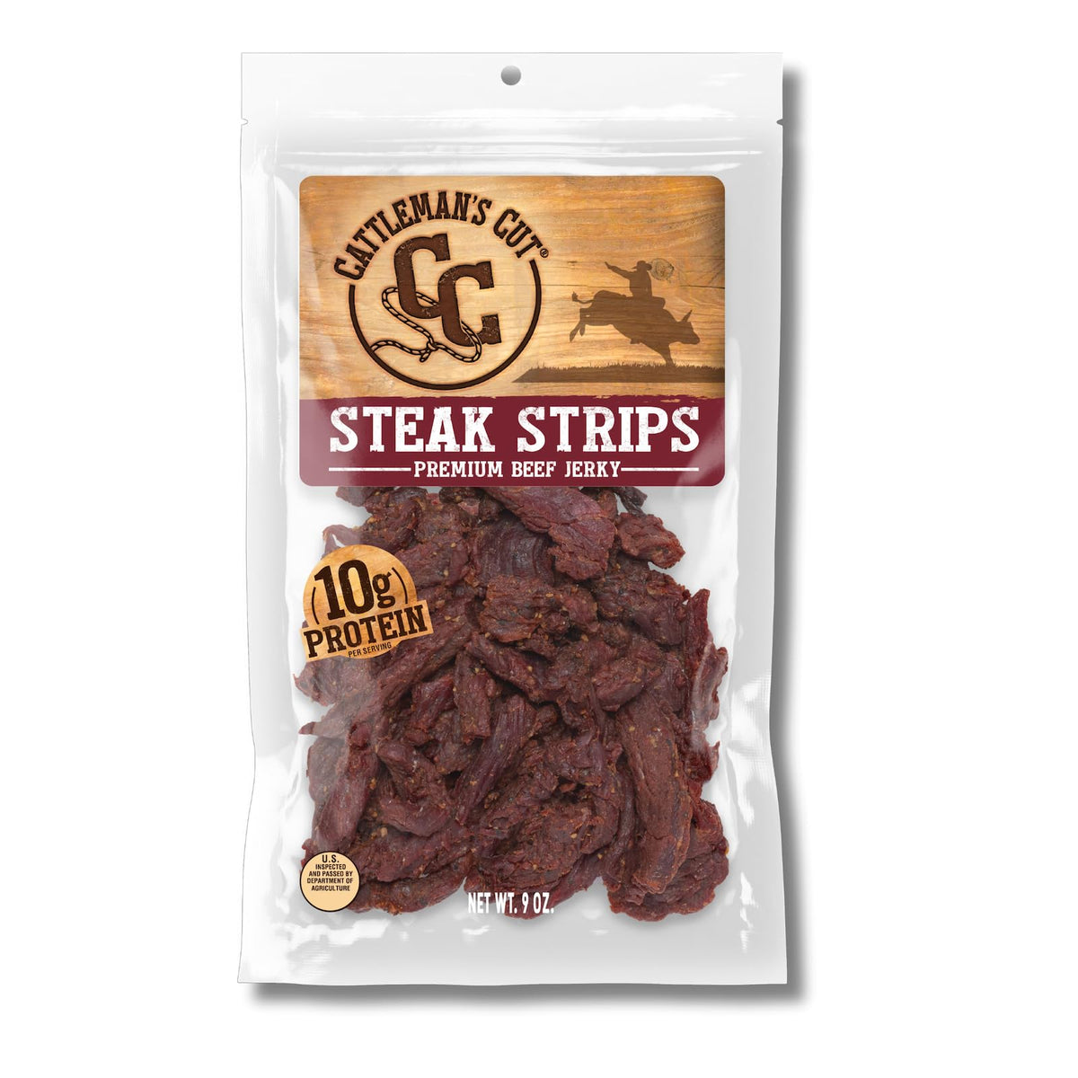 Cattleman's Cut flank steak jerky close-up showing tender texture and bold flavor