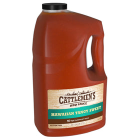 Cattlemen's Hawaiian Tangy Sweet BBQ Sauce bottle showing island flavor ready to glaze