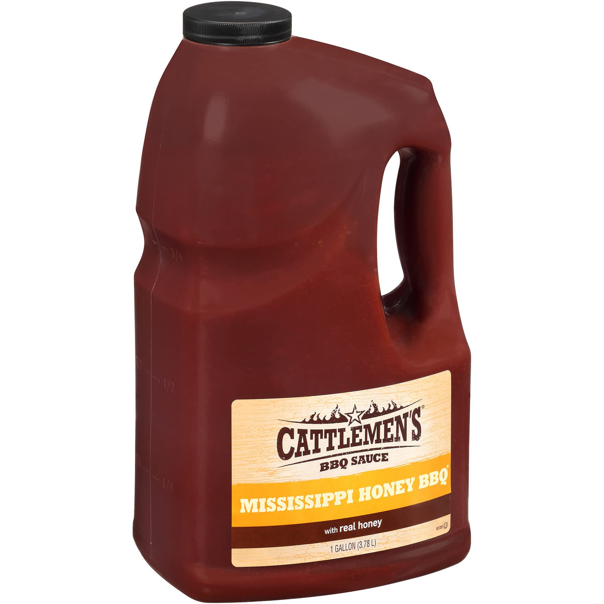 Cattlemen's Mississippi Honey BBQ Sauce bottle close-up showing glossy glaze for rich barbecue