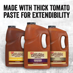 Cattlemen's Smoky Base BBQ Sauce at a chef station emphasizes easy kitchen use.