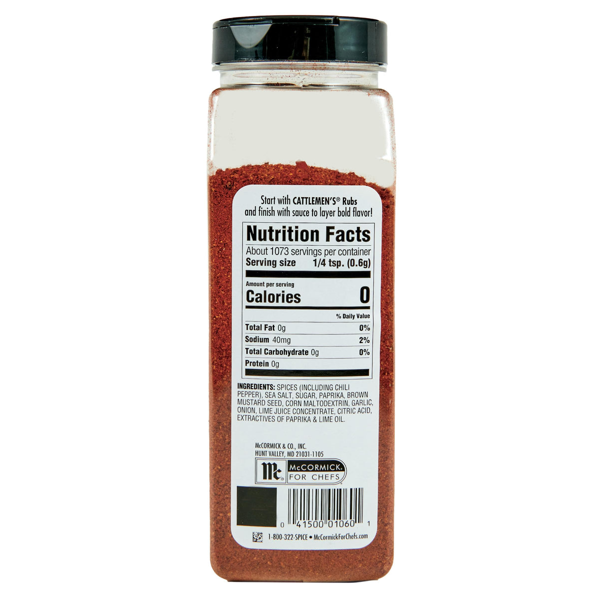 Cattlemen's Chili Lime Rub dispensing cap illustrating easy measure for consistent use.