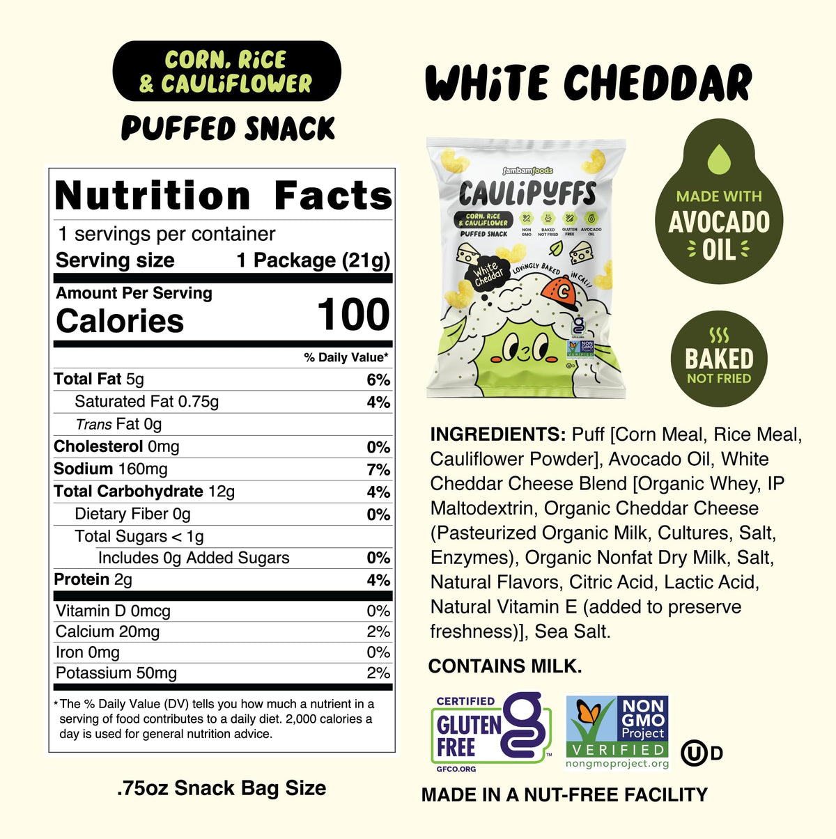 CauliPuffs crispy texture closeup emphasizes light crunch without heaviness.