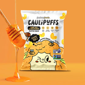 Caulipuffs Honey BBQ nutrition panel provides gluten-free carb option