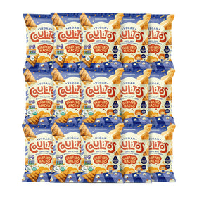 Caulitos nacho cheese chips in a 15-pack front view, ideal for sharing and dipping.