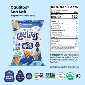 Caulitos organic, non-GMO chips offer pure ingredients and bold sea salt.