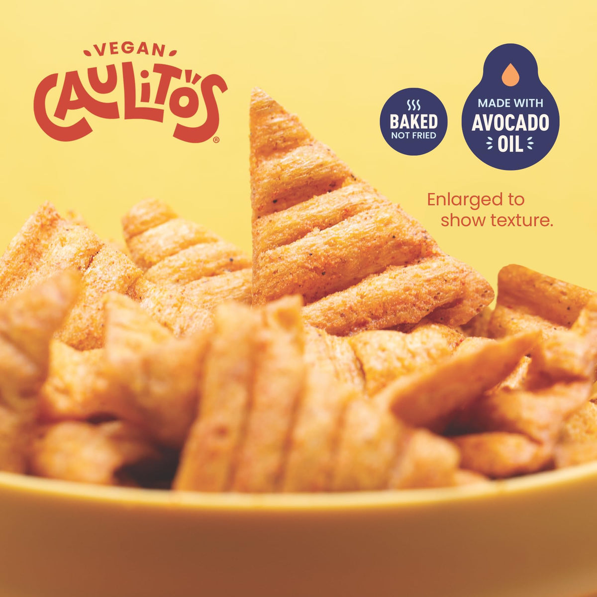 Caulitos chip crunch texture macro close-up for satisfying bite.
