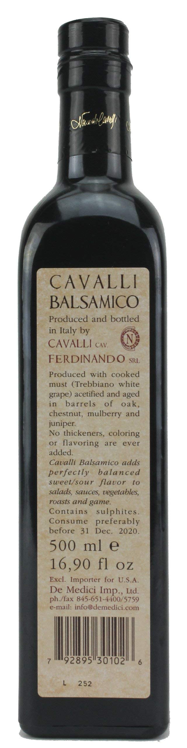 Cavalli Balsamic Condimento bottle pour, enhances pasta and vegetables.