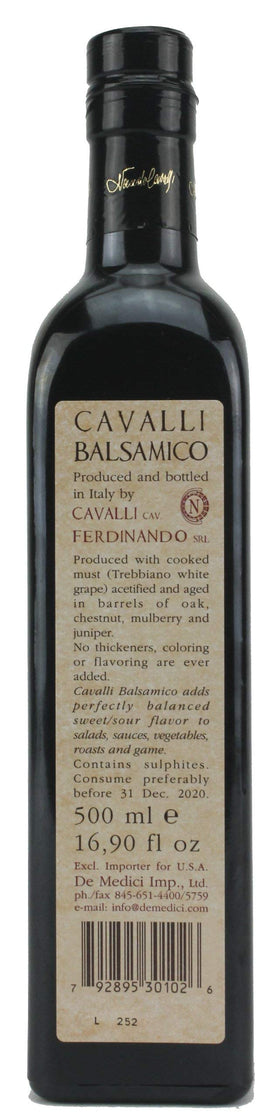 Cavalli Balsamic Condimento bottle pour, enhances pasta and vegetables.