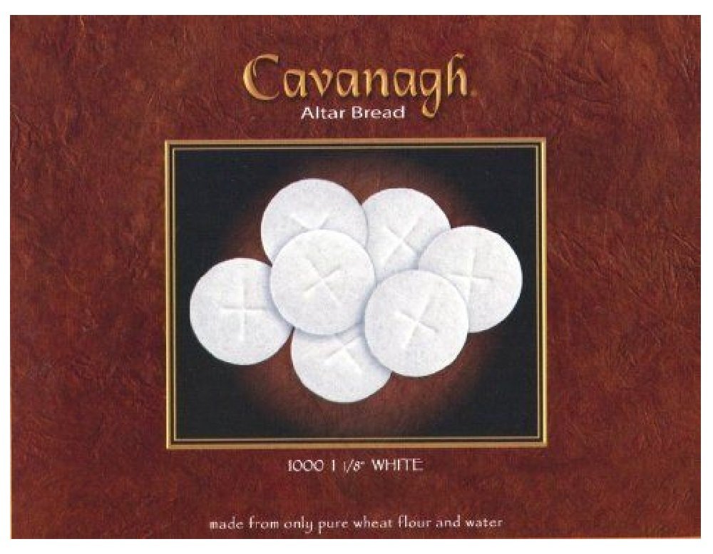 Cavanagh white altar communion wafers with cross design, ideal for large church ceremonies.