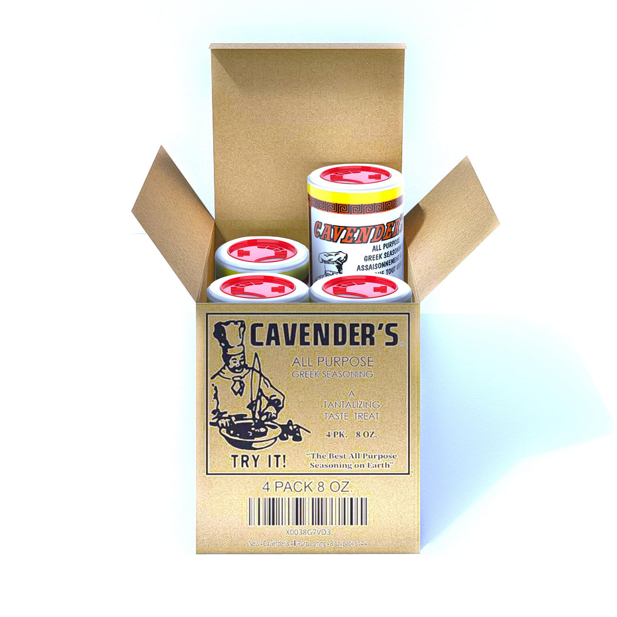 Cavender's Greek Seasoning jar front label for versatile kitchen use