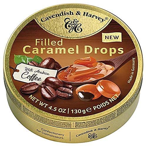 Cavendish & Harvey filled caramel drops pack two-pack on display, convenient shareable sweets for gatherings.