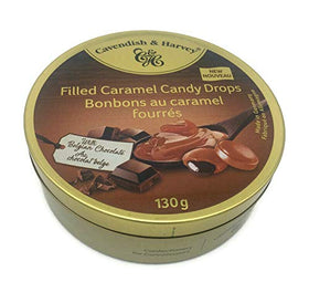Cavendish & Harvey filled caramel drops tin, ideal for gifting and sharing.