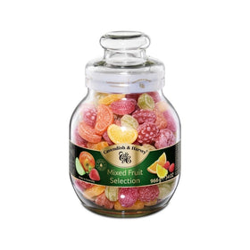 German-made Cavendish and Harvey fruit drops in a reusable jar for thoughtful moments