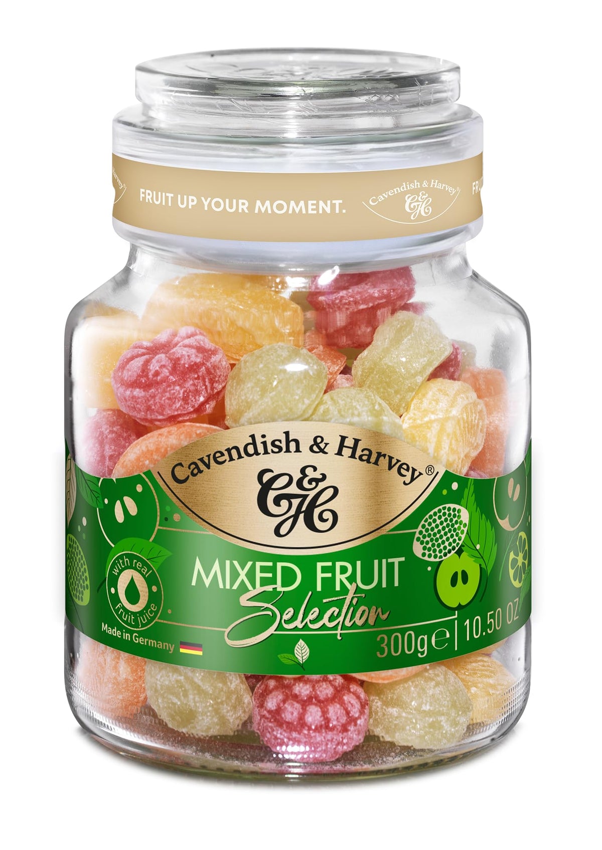 Cavendish and Harvey mixed fruit drops jar showing vibrant flavors for snacking