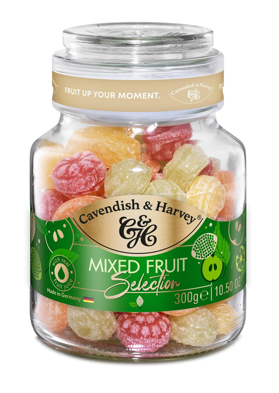 Cavendish and Harvey mixed fruit drops jar showing vibrant flavors for snacking