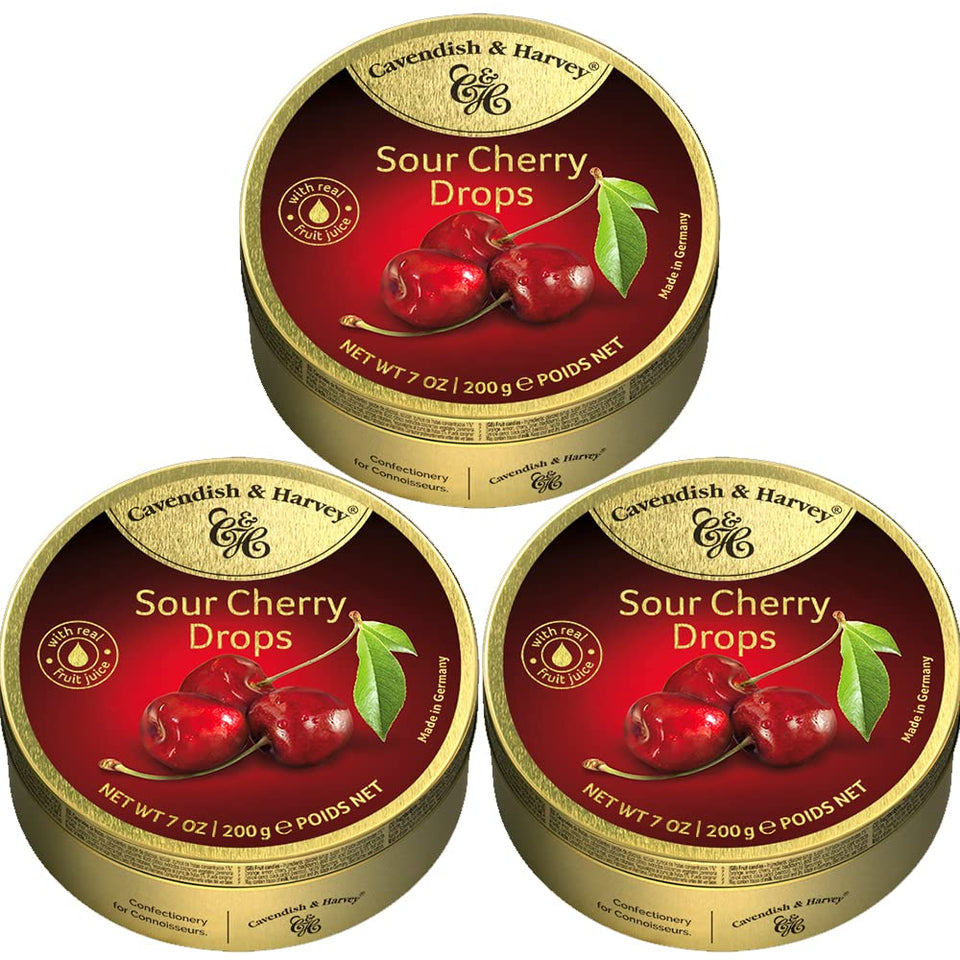 Cavendish & Harvey Sour Cherry Drops packaging bundle ready for gifting