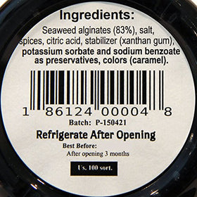 Cavi-Art vegan seaweed caviar canape assembly showing elegant garnish possibilities.