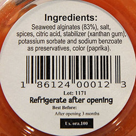 Cavi-Art vegan seaweed caviar two-flavor jar displays color and texture.