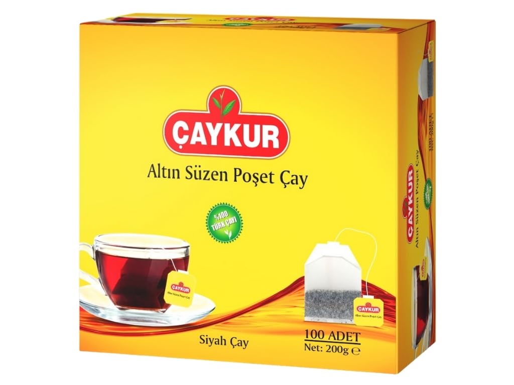 Close-up of Altin Suzen tea bag highlighting premium Turkish black tea aroma.